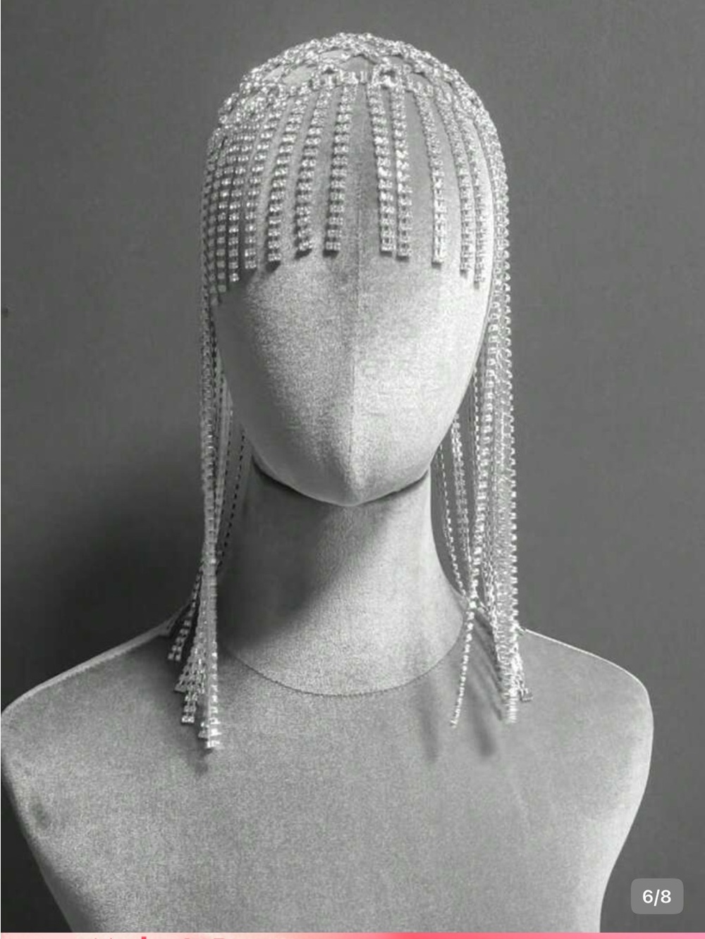 Crystal Fringe Headpiece and Bra Set - Silver - Picture 4 of 11